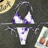 Sexy Mini Micro String Thong Bikini Triangle 2020 Pink Blue Tie Dye Swimsuit Women Swimwear Beach Wear Swim Bathing Suit