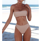 Sexy Women Bikini Set Strapless Bandeau Push-up Bra Swimsuit Swimwear Bathing  swim