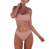 Sexy Women Bikini Set Strapless Bandeau Push-up Bra Swimsuit Swimwear Bathing  swim
