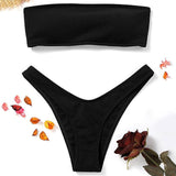 Solid bikini Brazillian Swimsuit Women Bikini Set Sexy Off Shoulder Swimwear Black Red Pink Yellow White Swimming Bathing Suit