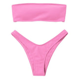 Solid bikini Brazillian Swimsuit Women Bikini Set Sexy Off Shoulder Swimwear Black Red Pink Yellow White Swimming Bathing Suit