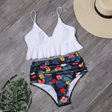 Swimwear Women Bikini Bathing Suit Flounced Ruffles Swimwear Push Up Bikini Women's High-waisted Bikini Beachwear Swimsuit Women