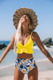 Swimwear Women Bikini Bathing Suit Flounced Ruffles Swimwear Push Up Bikini Women's High-waisted Bikini Beachwear Swimsuit Women