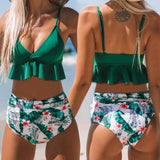 Swimwear Women Bikini Bathing Suit Flounced Ruffles Swimwear Push Up Bikini Women's High-waisted Bikini Beachwear Swimsuit Women