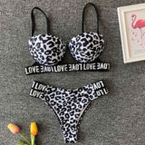 Woman Sexy Swimwear Love Letter Black Beach Bikini Suit Bandage Triangle Swimsuit Biqini Gifts Maillot De Bain Femme