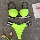 Woman Sexy Swimwear Love Letter Black Beach Bikini Suit Bandage Triangle Swimsuit Biqini Gifts Maillot De Bain Femme