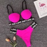 Woman Sexy Swimwear Love Letter Black Beach Bikini Suit Bandage Triangle Swimsuit Biqini Gifts Maillot De Bain Femme