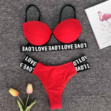 Woman Sexy Swimwear Love Letter Black Beach Bikini Suit Bandage Triangle Swimsuit Biqini Gifts Maillot De Bain Femme