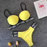 Woman Sexy Swimwear Love Letter Black Beach Bikini Suit Bandage Triangle Swimsuit Biqini Gifts Maillot De Bain Femme