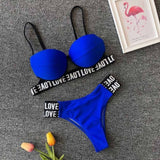 Woman Sexy Swimwear Love Letter Black Beach Bikini Suit Bandage Triangle Swimsuit Biqini Gifts Maillot De Bain Femme