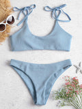 Women Sexy Bikini Tie Shoulders Bikini Set Padded Strap Swimsuit Push Up bathing suit yellow blue green red biquini 2020 mujer