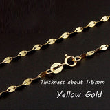 New 18k Gold Necklace Pendant Slim Plaque Chain Charm Thin Women Girl 40/45cm Hot Jewelry Gift Pure Solid 750 Classic Party