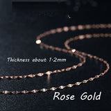 New 18k Gold Necklace Pendant Slim Plaque Chain Charm Thin Women Girl 40/45cm Hot Jewelry Gift Pure Solid 750 Classic Party
