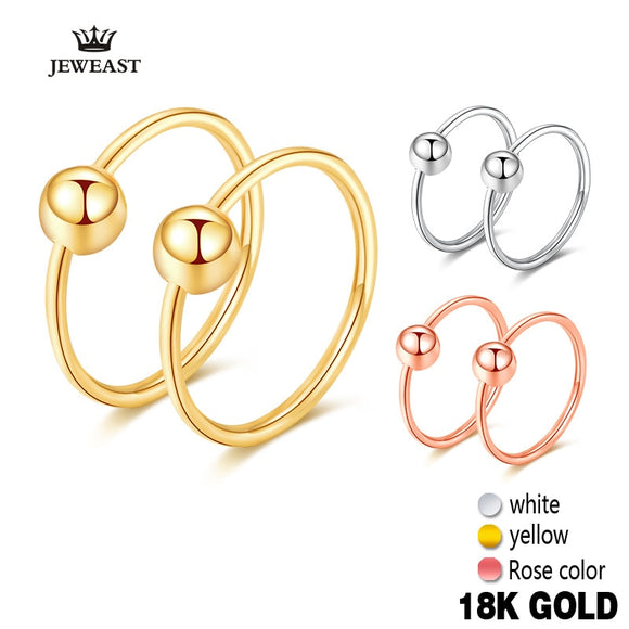 18k Gold Hoop Earrings Simple Elegant Trendy Exquisite Classic Round Beads Hoop Earring Women Girl Gift Rose Yellow White Hot