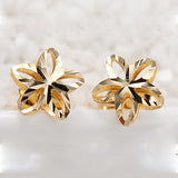 18k Gold Stud Earrings Female Genuine Delicate Flower Pure Wedding Earring Hollow Design Fine Jewelry For Women Fashion Ear New