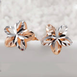 18k Gold Stud Earrings Female Genuine Delicate Flower Pure Wedding Earring Hollow Design Fine Jewelry For Women Fashion Ear New