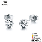 18k Gold Earrings Yellow Rose White New Fashion Trendy Women Ball Small Female Engaged Jewelry 2017 Hot Sale Party Classic Good