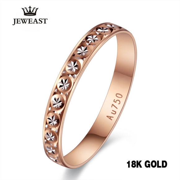 18k Pure Gold Ring Women Rose Engagement Wedding Bands Jewelry Carved Design Real Solid 750 Party Trendy 2017 New Hot Good