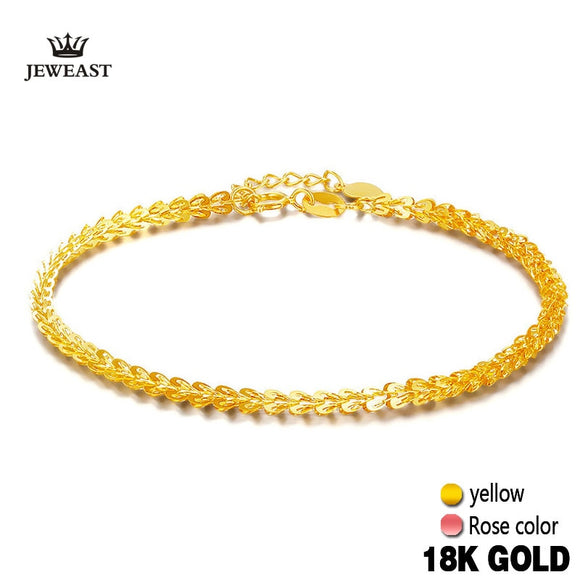 18k Pure Gold Women Bracelet Yellow Rose Girl Genuine Real Solid 750 Gift Female Bangle Upscale Hot Sale 2017 New Party Trendy