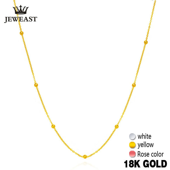 18k Pure Gold Necklace White Yellow Rose Chain Beads For Women Girl Gift Fine Jewelry New Hot Sell Upscale Top Good Nice Like