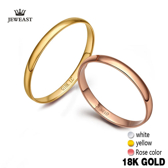 18k Pure Gold Ring For Lover Hot Smooth Elegant Propose Got Engaged Wedding Party Classic Unisex Women Men Girl New Customize