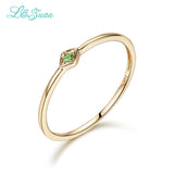 L&Zuan 14K Rose Gold Ruby 0.029ct Natural Small Slim Rings for Women Green/Blue/Red Stone Trendy Party Ring Fine Jewelry 0016-3