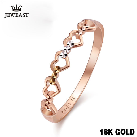 18k Pure Gold Heart Ring 2017 New Hot Selling Top Women Female Models Girl Miss Genuine Real 750 Jewelry Party Romantic
