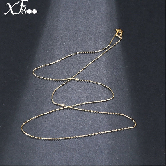 18 inch XF800  Pure 18K Yellow  Gold  necklace Chain AU750 Gold fine jewelry for wedding G02