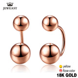 18k Rose Gold Women Stud Earrings Double Balls Fine Engaged Wedding Jewelry Fashion Female Delicate Gift Hot Sale Trendy Party