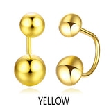18k Rose Gold Women Stud Earrings Double Balls Fine Engaged Wedding Jewelry Fashion Female Delicate Gift Hot Sale Trendy Party