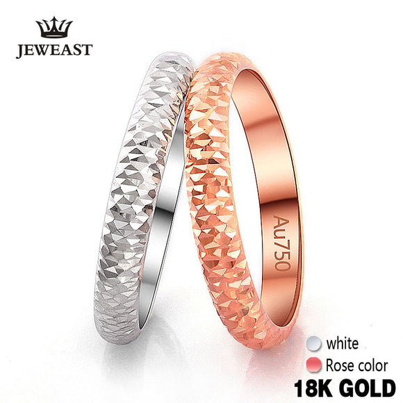 18k Pure Gold Ring Rose White Unisex Men Women Lover Wedding Engagement Fine Jewelry Girl Miss Gift 2017 Hot Sale Customizable