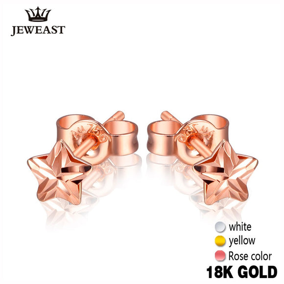 18k Pure Gold Earrings White Rose Star Fine Jewelry Genuine Real 750 Solid 2017 Hot Selling Women Girl Gift Trendy Party Good