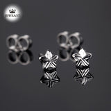 18k Pure Gold Earrings White Rose Star Fine Jewelry Genuine Real 750 Solid 2017 Hot Selling Women Girl Gift Trendy Party Good