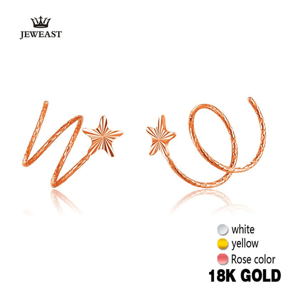 18k Pure Gold Stud Earring Exquisite Elegant Women Jewelry Rose Yellow White Star Miss Girl Gift For Birthday Hot Sale Good New