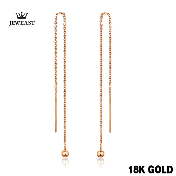 18k Pure Gold Drop Earrings Simple Classic Tasteful Vintage Charm Real 750 Solid Good Fine Party Discount Women Girl Like Gift
