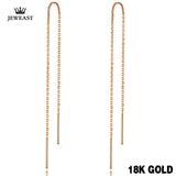 18k Pure Gold Line Earrings Tasteful Fashion Simple Classic Individuality Jewelry Women Girl Miss Gift New Hot Sale Good Nice