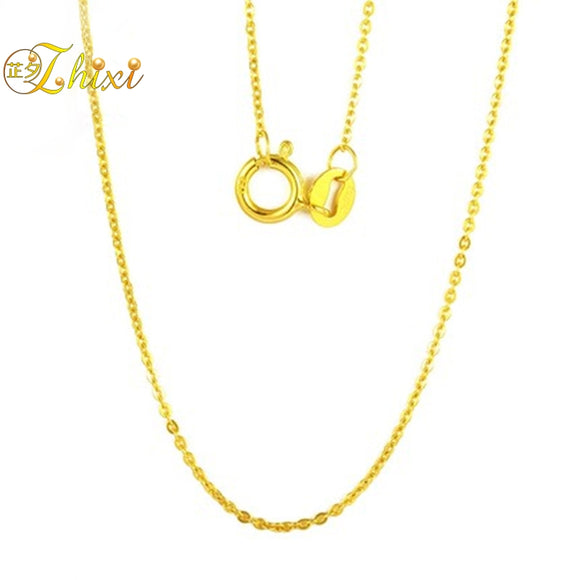 ZHIXI Genuine 18K White Yellow Gold Chain 18K Gold Jewelry 18 Inches AU750 Fine Jewelry For Women Trendy Birthday Gift D206