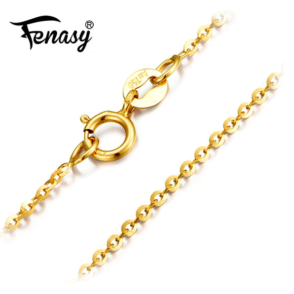 FENASY Genuine 18K Yellow Rose Gold Chain Cost Pure 18K white Gold Necklace for love Best Gift For women tendy necklaces