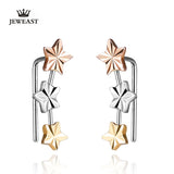 18k Gold Stud Earring Yellow/white/rose For Women Girl Star Earrings Row Party Fashion Design Genuine Jewelry 2017 New Trendy