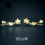 18k Gold Stud Earring Yellow/white/rose For Women Girl Star Earrings Row Party Fashion Design Genuine Jewelry 2017 New Trendy