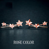 18k Gold Stud Earring Yellow/white/rose For Women Girl Star Earrings Row Party Fashion Design Genuine Jewelry 2017 New Trendy
