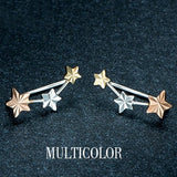 18k Gold Stud Earring Yellow/white/rose For Women Girl Star Earrings Row Party Fashion Design Genuine Jewelry 2017 New Trendy