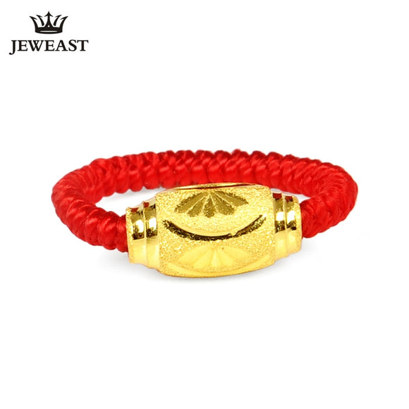 24k Gold Transfer Bead Ring Pure Solid Au999 Red Rope Women's Road Pass Gift For Girlfriend Classical Party Wedding Bands Hot
