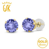 Tanzanite Jewelry  0.92 Ct Round 5mm Natural  Blue Tanzanite Stud Earrings 14K Yellow Gold Fine Jewelry For Women GemStoneKing