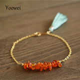 Yoowei Amber Chips Bracelet Handmade diy Chic Natural Etsy Jewelry Supplier Little Girl Women Tassel Jewelry Free Drop Shipping