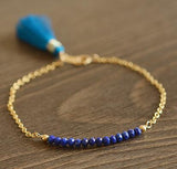 Yoowei Chic Tassel Bracelets for Women Handmade Tiny Natural Lapis Lazuli Agate Amber Stone Jewelry Female diy Tassel Jewelry