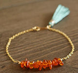Yoowei Chic Tassel Bracelets for Women Handmade Tiny Natural Lapis Lazuli Agate Amber Stone Jewelry Female diy Tassel Jewelry