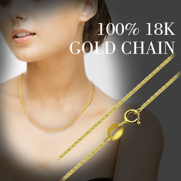 ZHIXI 18K Gold Jewelry Genuine 18K Yellow Gold Chain Long Real Au750 Necklace Pendant Wedding Party Gift For Women ZXX312