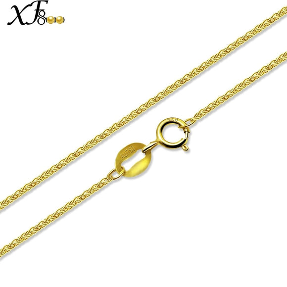 XF800 Fine Jewelry Genuine 18K Yellow Gold Necklace Pendant au750 40cm 45cm 80cm Wedding Party Gift For Women Chopin XFX312