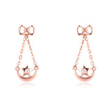 2018 Fashion Cute 18K Gold Moon Stars Earrings For Women Bow Bowknot Ballet Dancer Stud Earrings For Women Girls Birthday Gifts